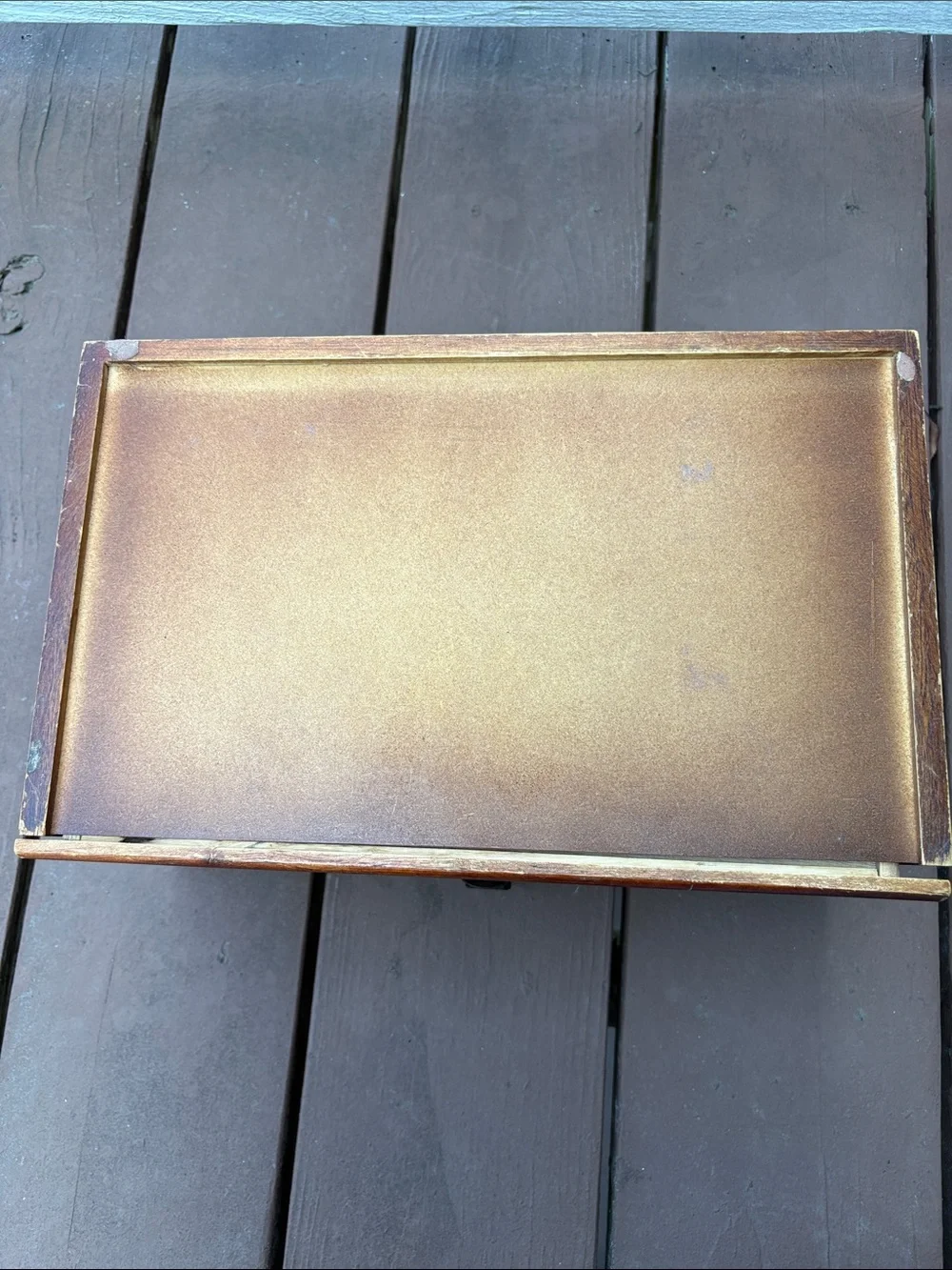 Vtg Wooden Jewelry Box 12x7.5x6 in-has some wear: solid wood. See photos/video